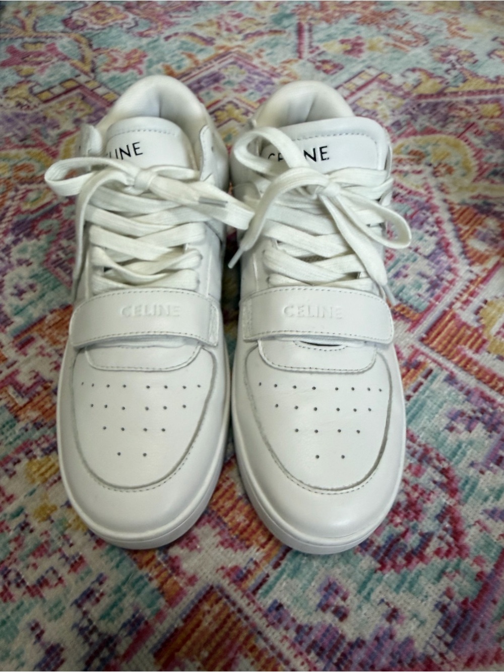 Women’s White Leather Sneakers with Velcro Strap